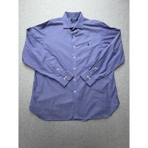 Polo Ralph Lauren Dress Shirt Mens 17.5 34/35 Blue Pinstripe Easy Care